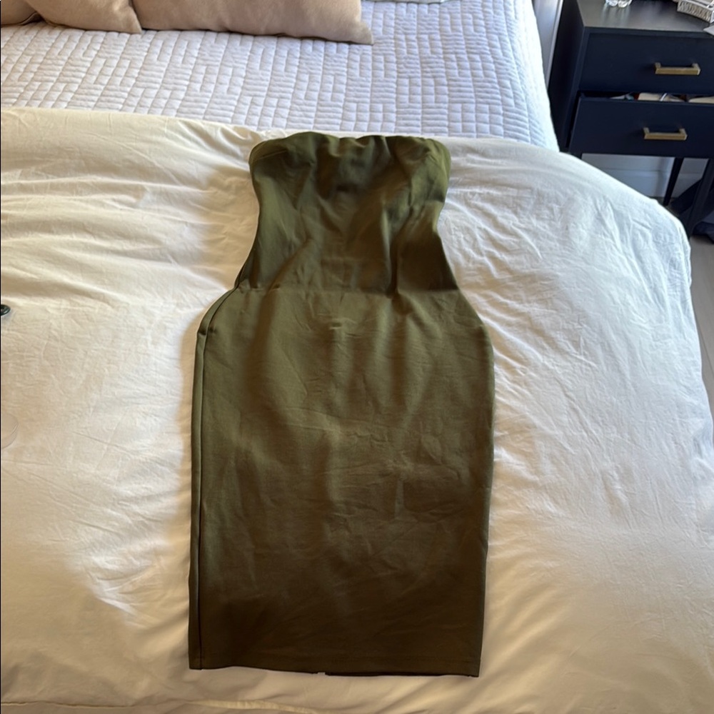 Olive Green Strapless Dress